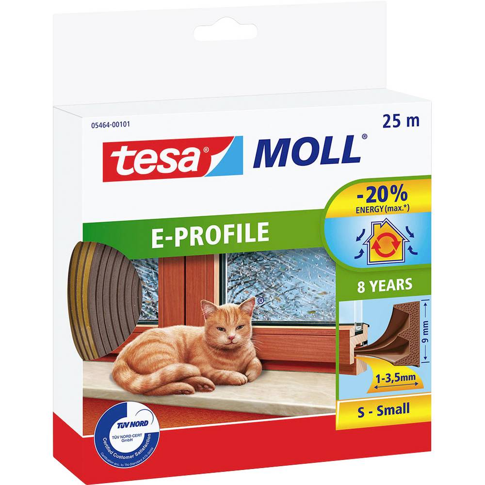 Tesa E-Profil 05464-00101-02 Afdichtingstape moll Bruin (l x b) 25 m x 9 mm 25 m