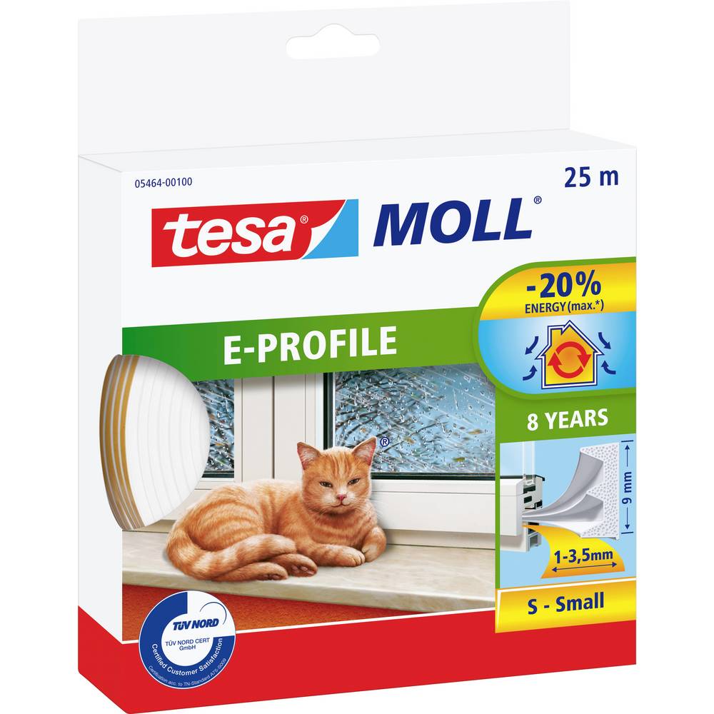 Tesa E-Profil 05464-00100-02 Afdichtingstape moll Wit (l x b) 25 m x 9 mm 25 m