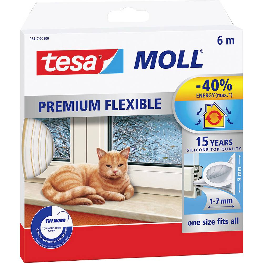 Tesa Premium Flexible 05417-00100-01 Afdichtingstape moll Wit (l x b) 6 m x 9 mm 6 m