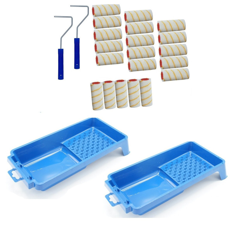 Benson 20x verfrollers incl 2 rollerbeugels en 2 verfbakjes 10 cm -