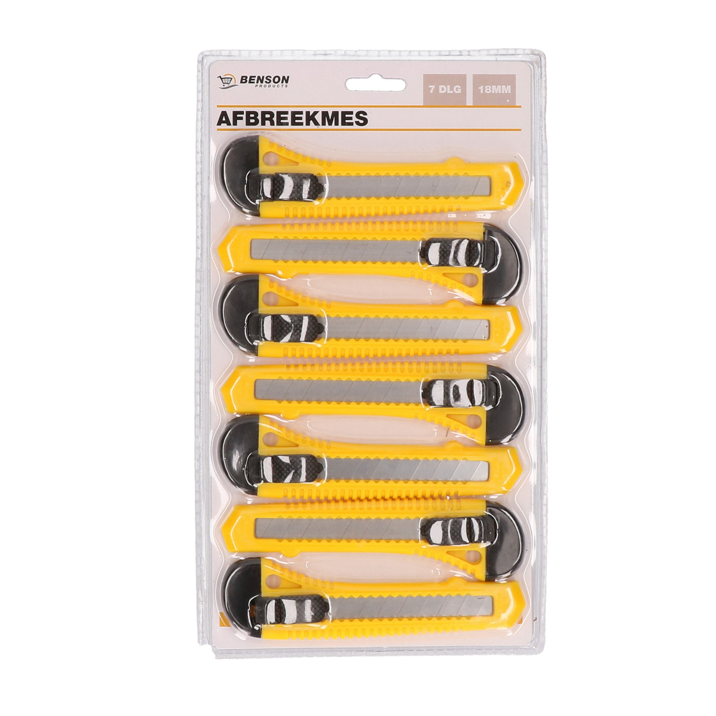 Benson Afbreekmessen - 7x stuks - hobbymessen - uitschuifbaar -