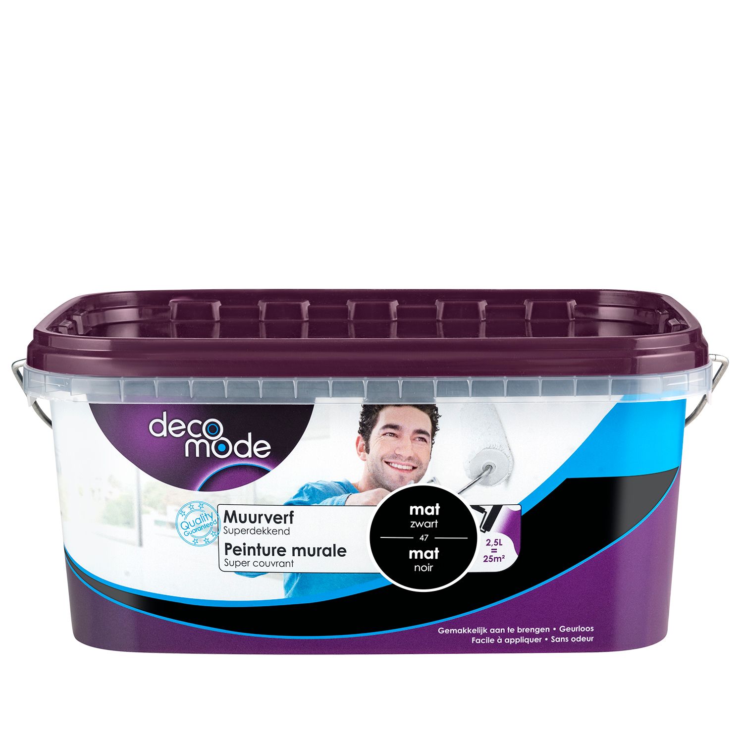 Decomode Muurverf Superdekkend Mat Zwart 2,5l