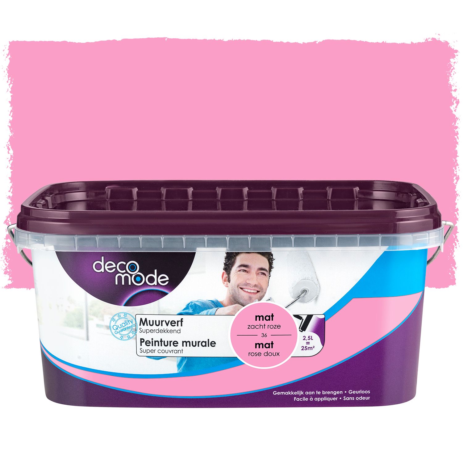 Decomode Muurverf Superdekkend Mat Zacht Roze 2,5l