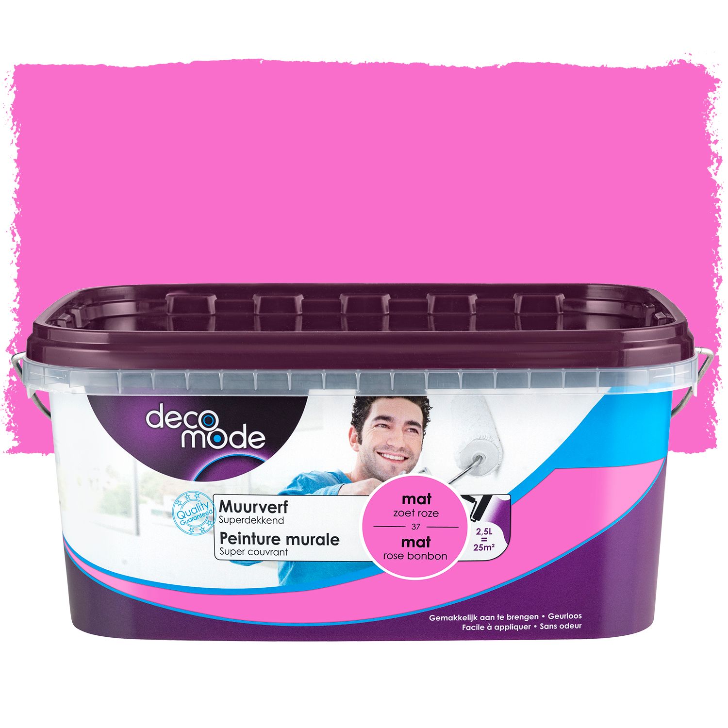 Decomode Muurverf Superdekkend Mat Zoet Roze 2,5l