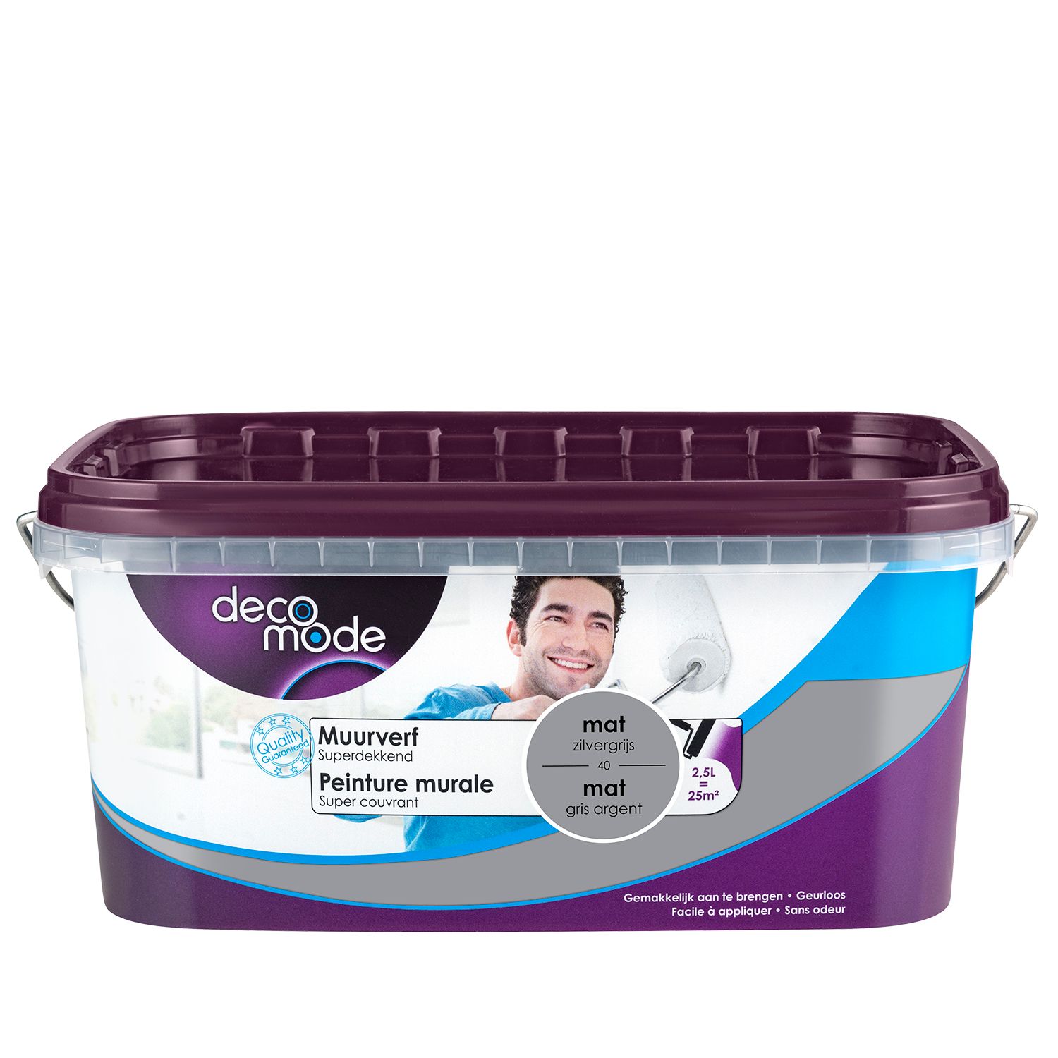 Decomode Muurverf Superdekkend Mat Zilvergrijs 2,5l