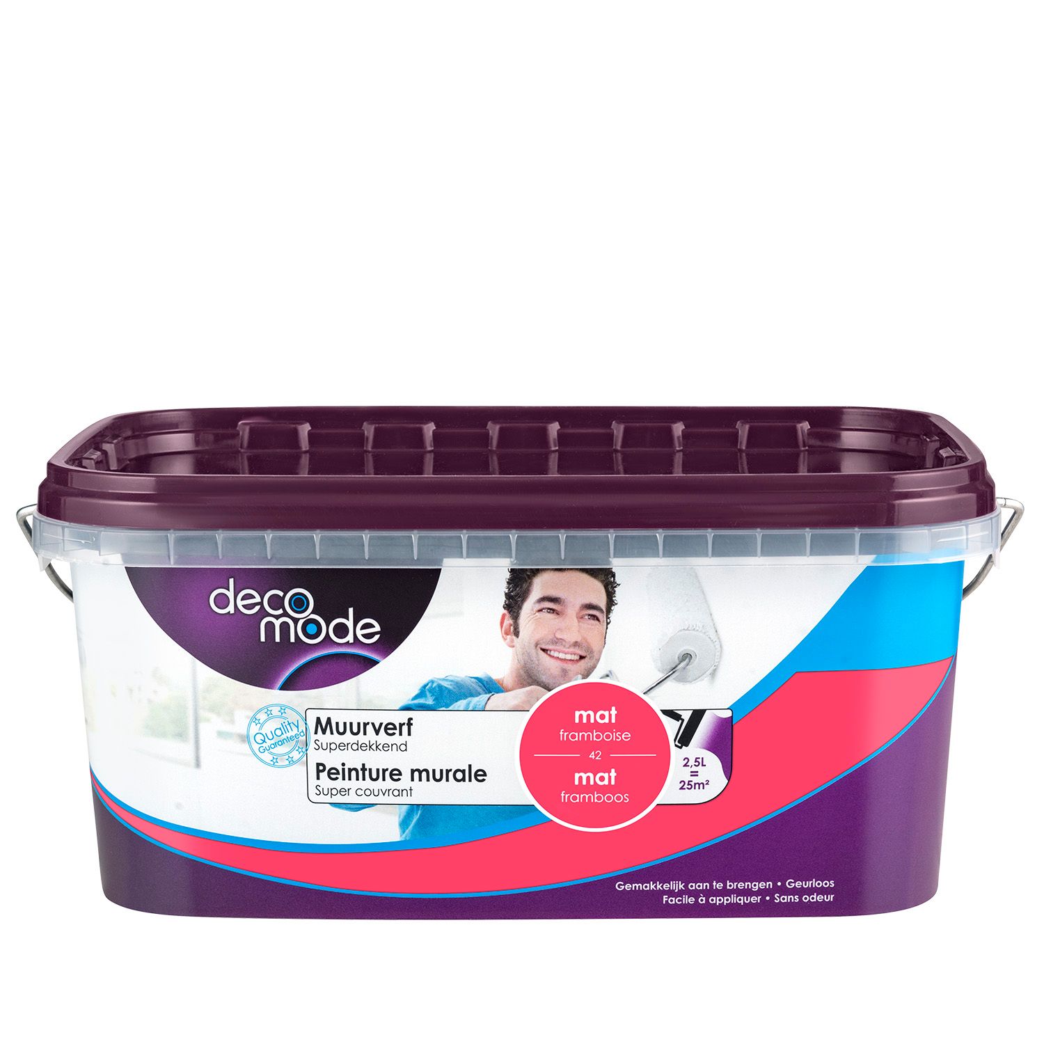 Decomode Muurverf Superdekkend Mat Framboos 2,5l