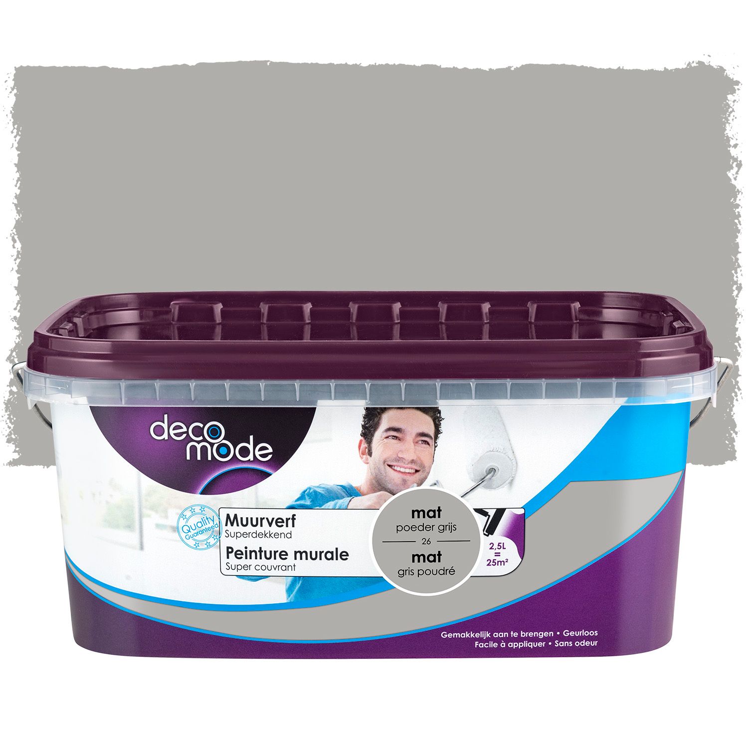 Decomode Muurverf Superdekkend Mat Poedergrijs 2,5l