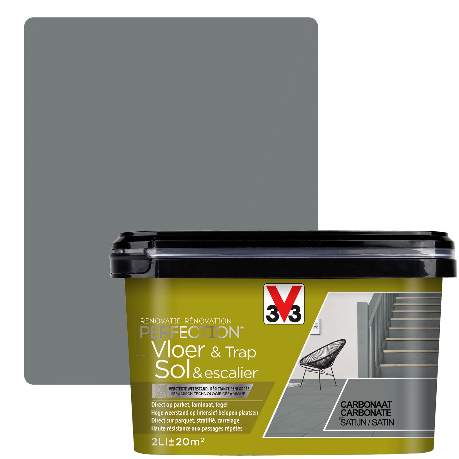V33 Verf Vloer En Trap Renovatie Perfection Zijdeglans Carbonaat 2l