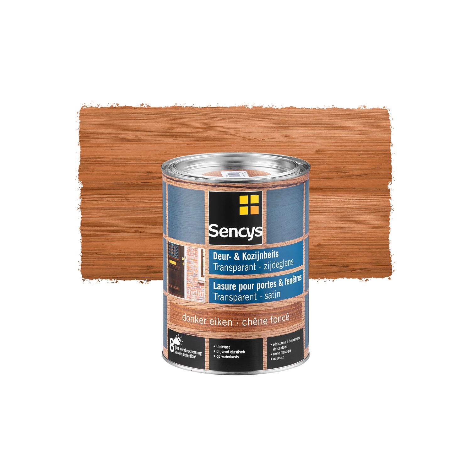 Sencys Beits Ramen En Deuren Semi-transparant Zijdeglans Donker Eiken 2,5l