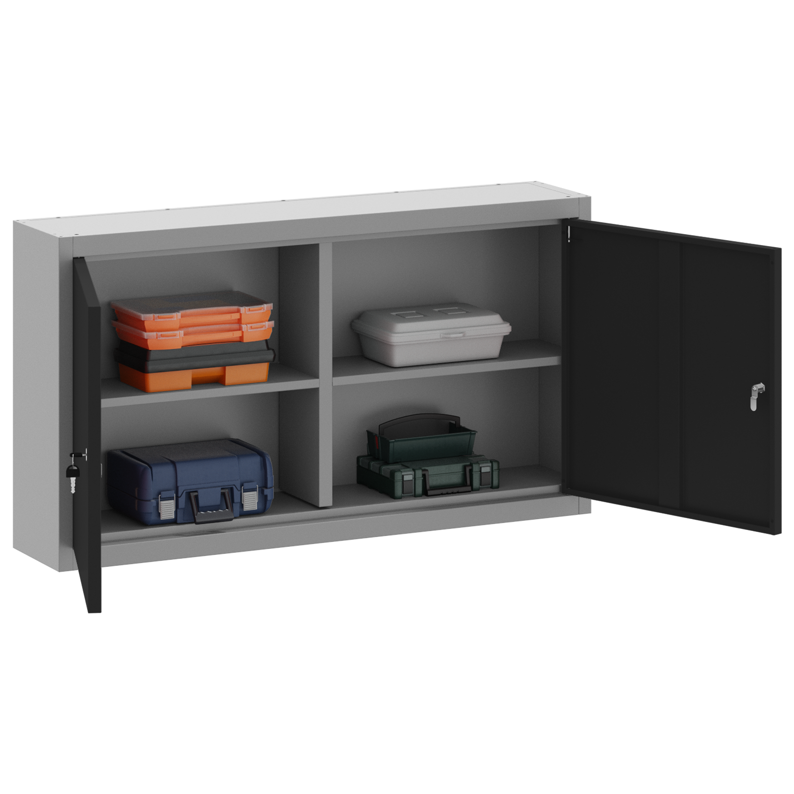 vidaXL Gereedschapskast wandgemonteerd 100x20x55 cm staal zwart