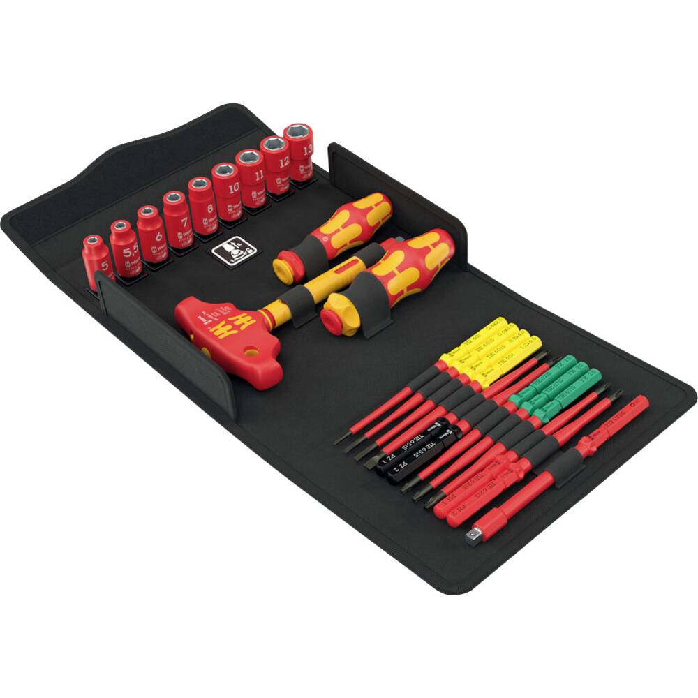 Wera Kraftform Kompakt VDE 24 Allrounder Set 1 Wisselklingset VDE Kruiskop Phillips, Kruiskop Pozidriv, Torx, Plat, Inbus, Binnen-vierkant (Robertson), Dop
