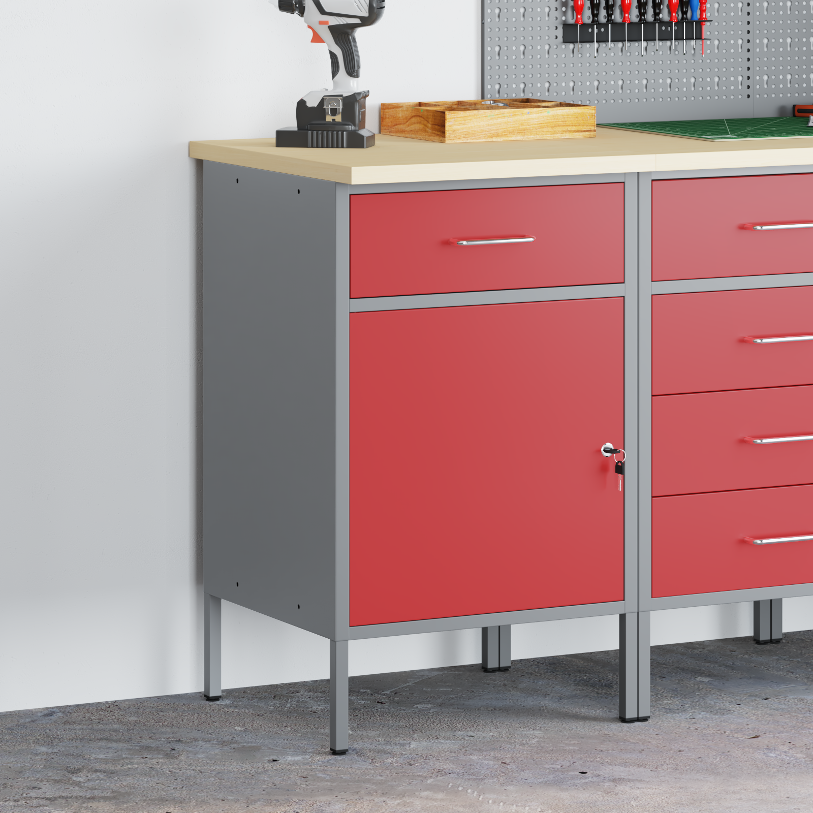 vidaXL Werkbank 50x55x84 cm staal rood
