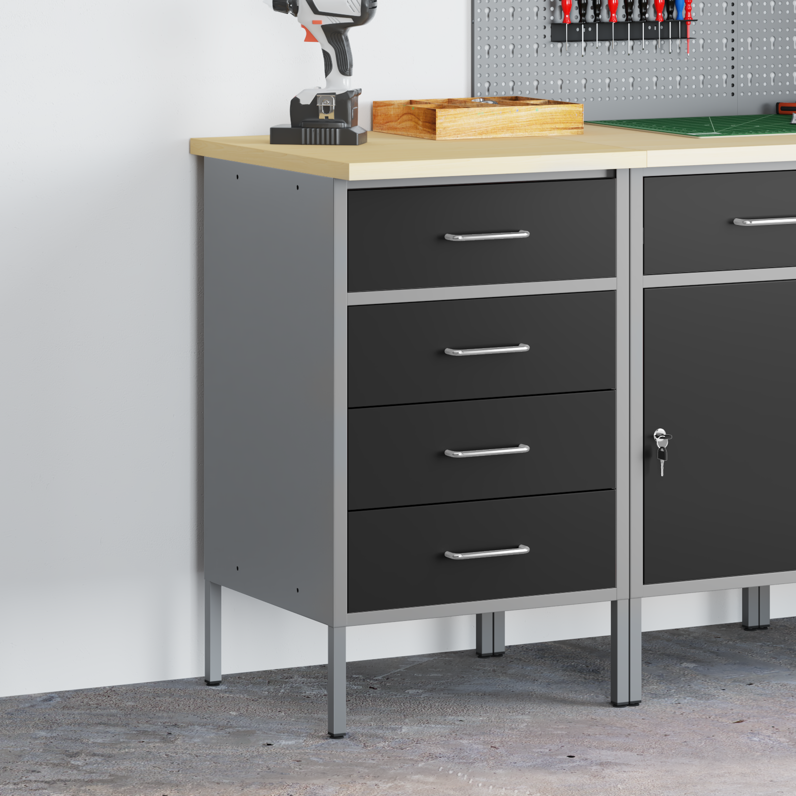 vidaXL Werkbank 50x55x85 cm staal zwart