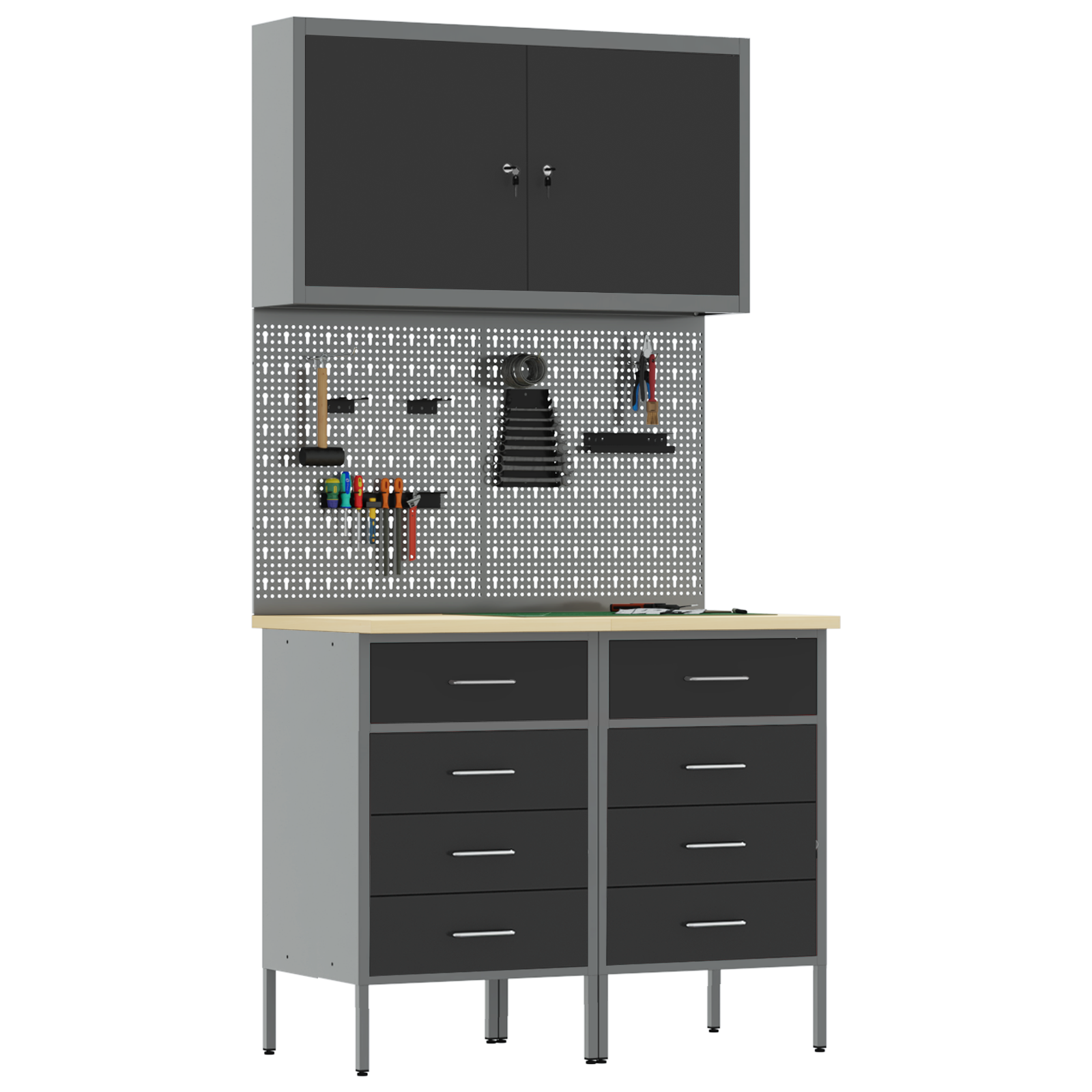 vidaXL 5-delige Werkbankset Zwart Staal