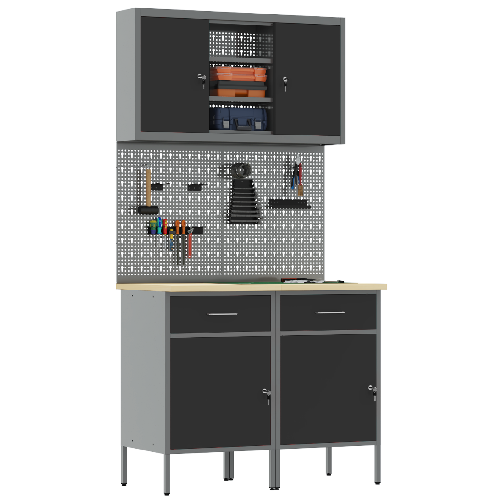 vidaXL 8-delige Werkbankset Grijs Staal