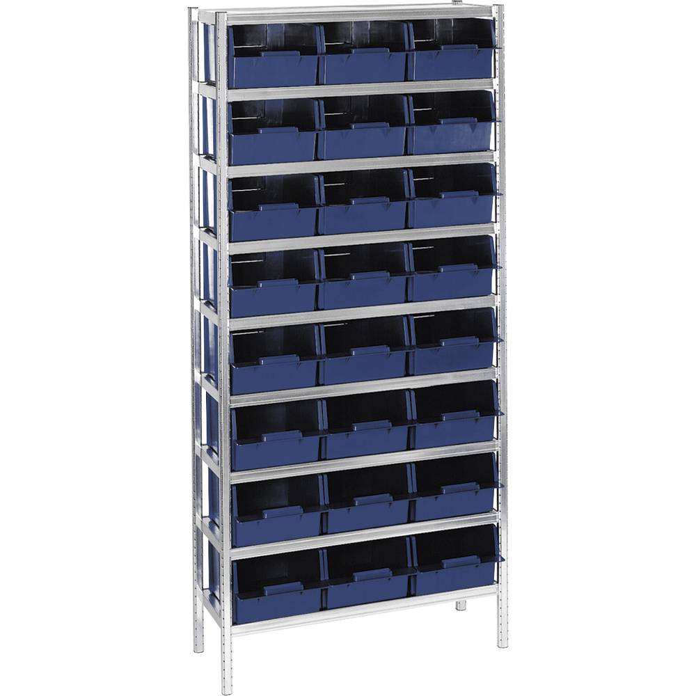 Raaco 181112 Stellingkast compleet (b x h x d) 920 x 2000 x 340 mm Staal, Polypropyleen Blauw, Zilver