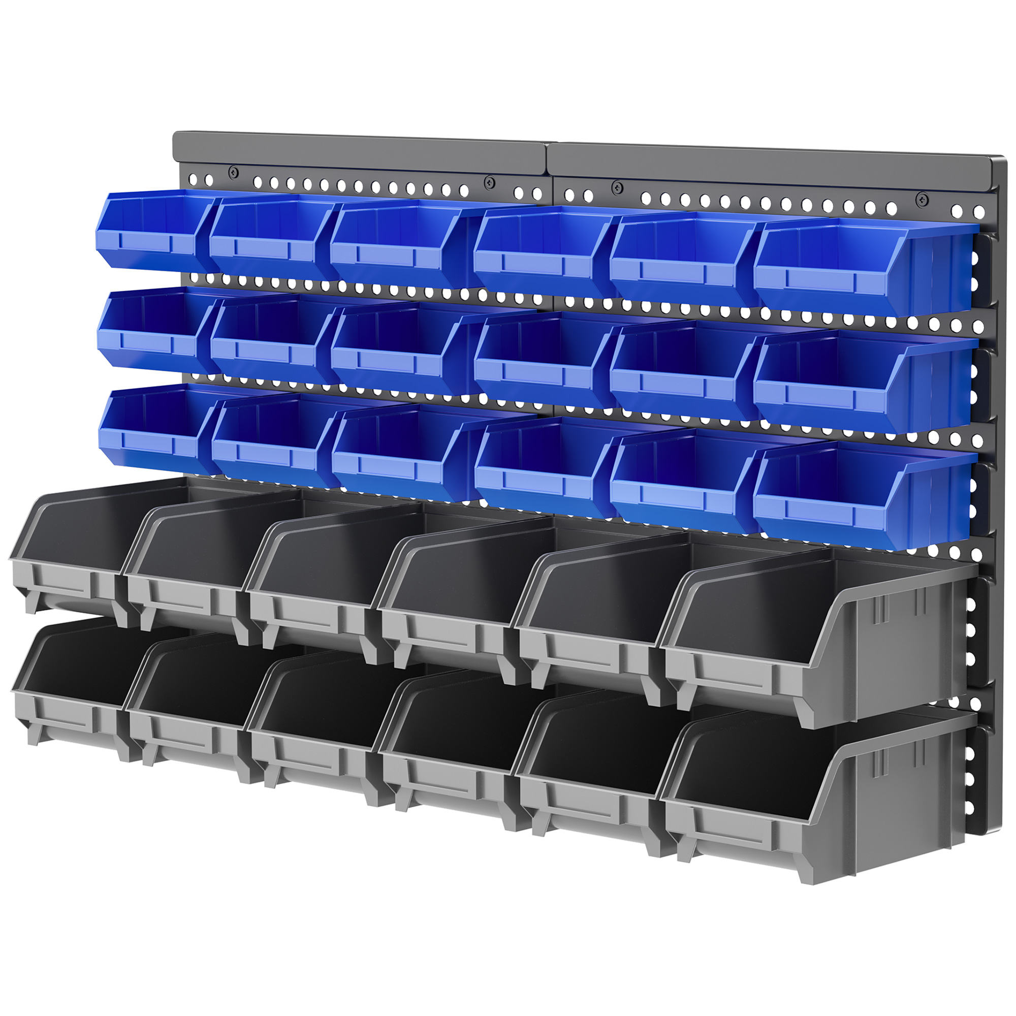 Durhand schappenrek, robuust opbergsysteem voor werkplaats, 30 dozen, stapelbaar, 63 x 18 x 37,5 cm, ruimtebesparend, blauw | Aosom.nl
