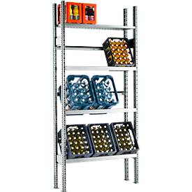 SSI Schäfer Drankkrattenrek, basiselement, L 1055 x D 300 x H 2278 mm, verzinkt