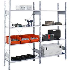 SSI Schäfer Legbordstelling FBR 2200, complete stelling 2,08 m, 1 basis- en 1 aanbouwsectie incl. 8 legborden, H 2013 x B 2080 x D 400 mm