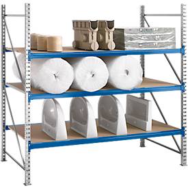 SSI Schäfer Stellingsysteem WR 600, basissectie, dwarssteun blauw, met 2 niveaus, 2200 x 1500 x 800 mm