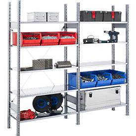 SSI Schäfer Legbordstelling FBR 2200, 1 basissectie en 3 aanbouwsecties, H 2013 x B 4130 x D 600 mm