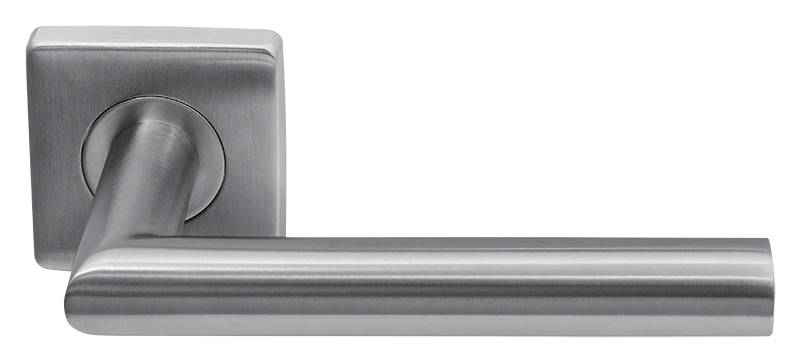 In-Door Deurklink Uno rvs basis op vierkant rozet geveerd