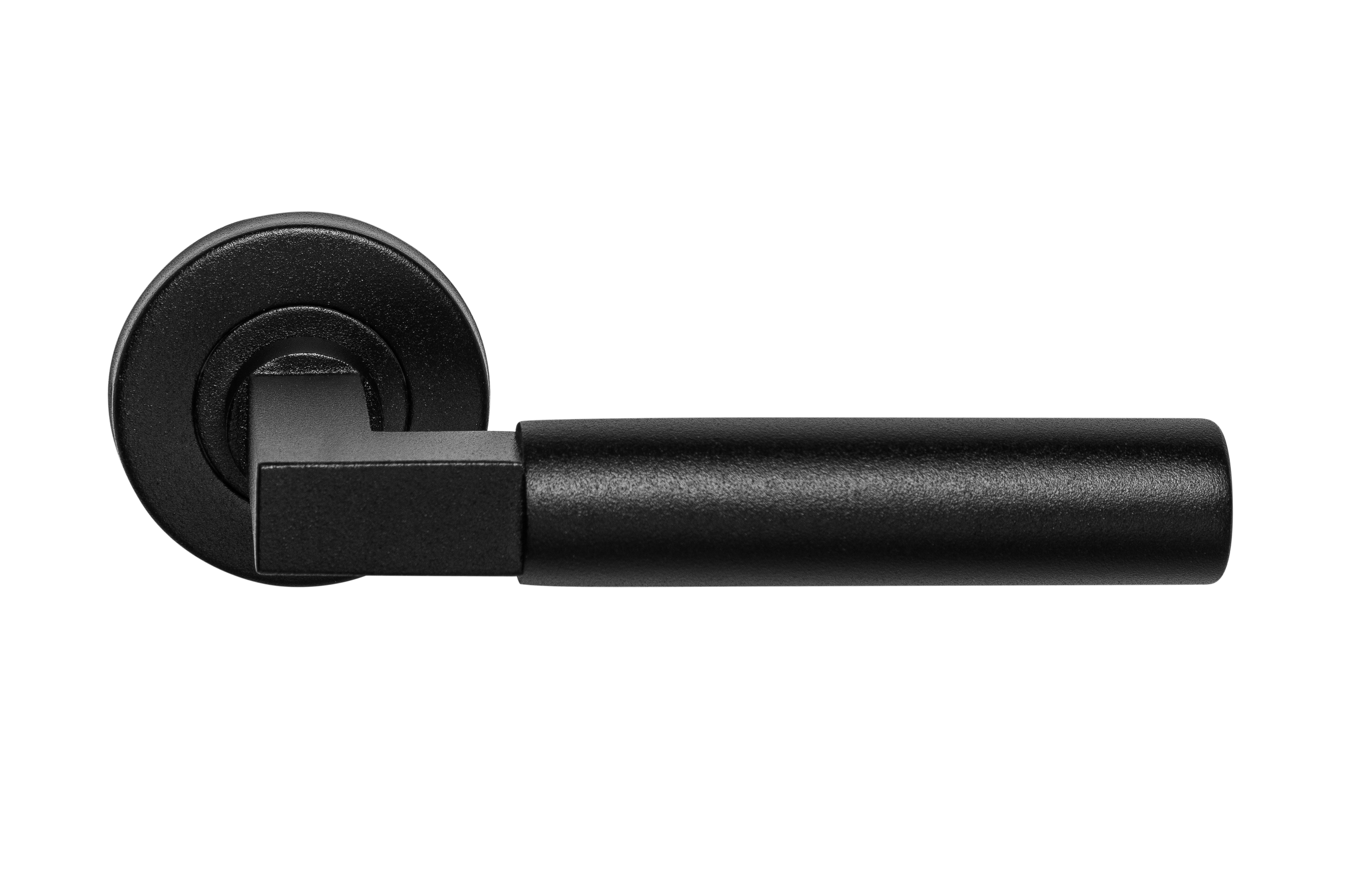 In-Door Deurklink Nova zwart basis op rop rond rozet geveerd