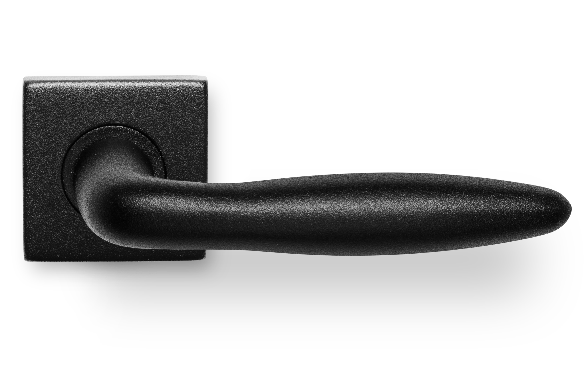 In-Door Deurklink Luno zwart basis op vierkant rozet geveerd