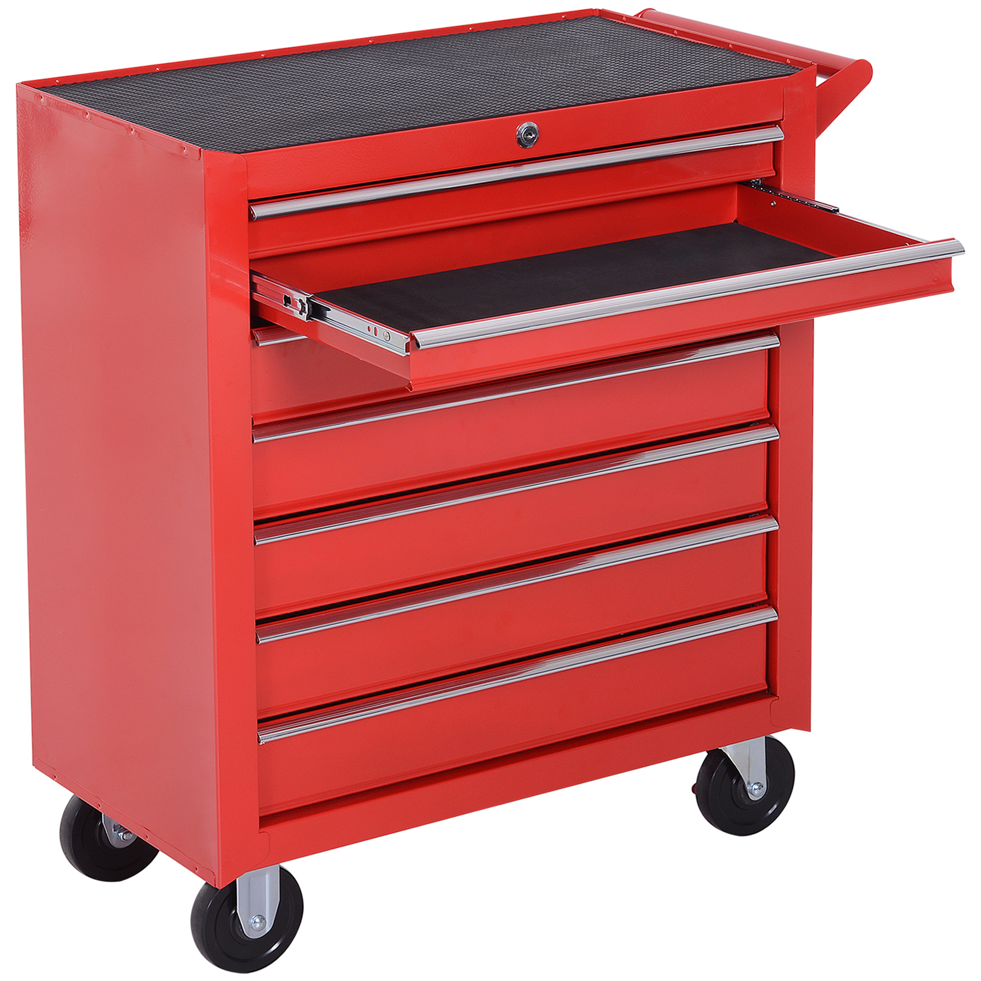 Durhand Gereedschapswagen, 2 kleine & 5 grote laden, Staal, tot 150 kg, 69 x 33 x 75 cm, Rood