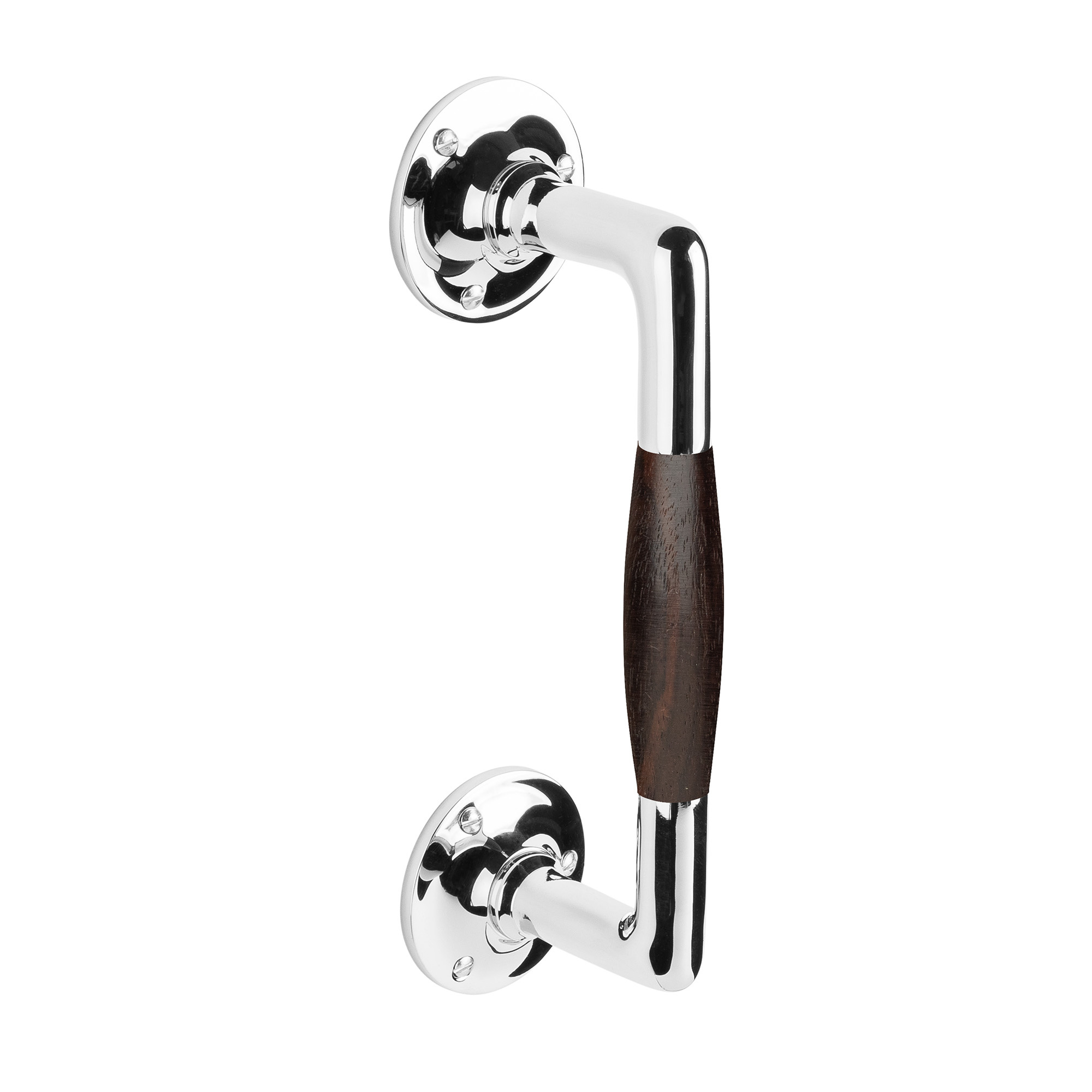 De Oude Deurklink Handgreep palissander 195mm rond rozet nikkel