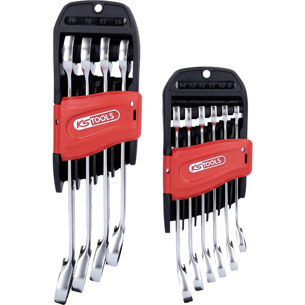KS Tools 503.5950 503.5950 Steek-ringratelsleutel Sleutelbreedte (metrisch) 8 - 19 mm