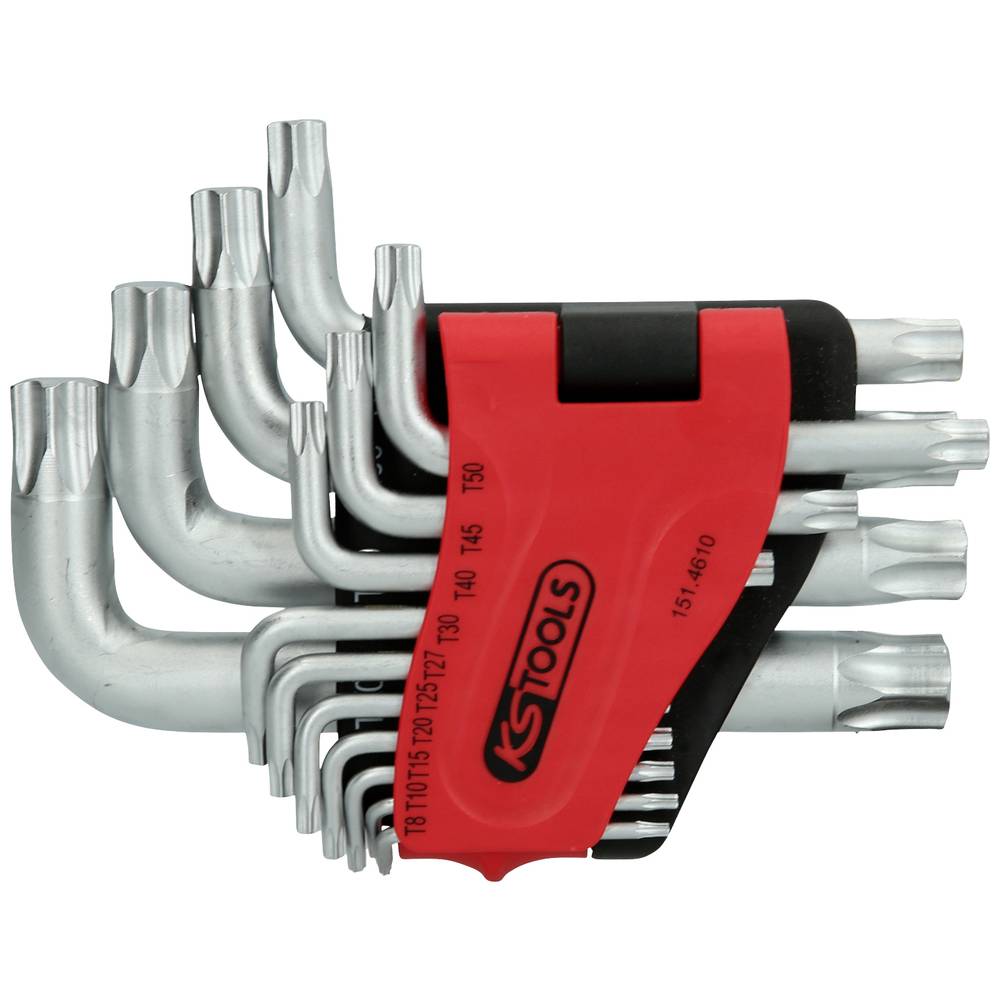 KS Tools 151.4610 TX Haakse schroevendraaierset T 8, T 10, T 15, T 20, T 25, T 27, T 30, T 40, T 45, T 50, T 55, T 60, T 70, T 80 14-delig