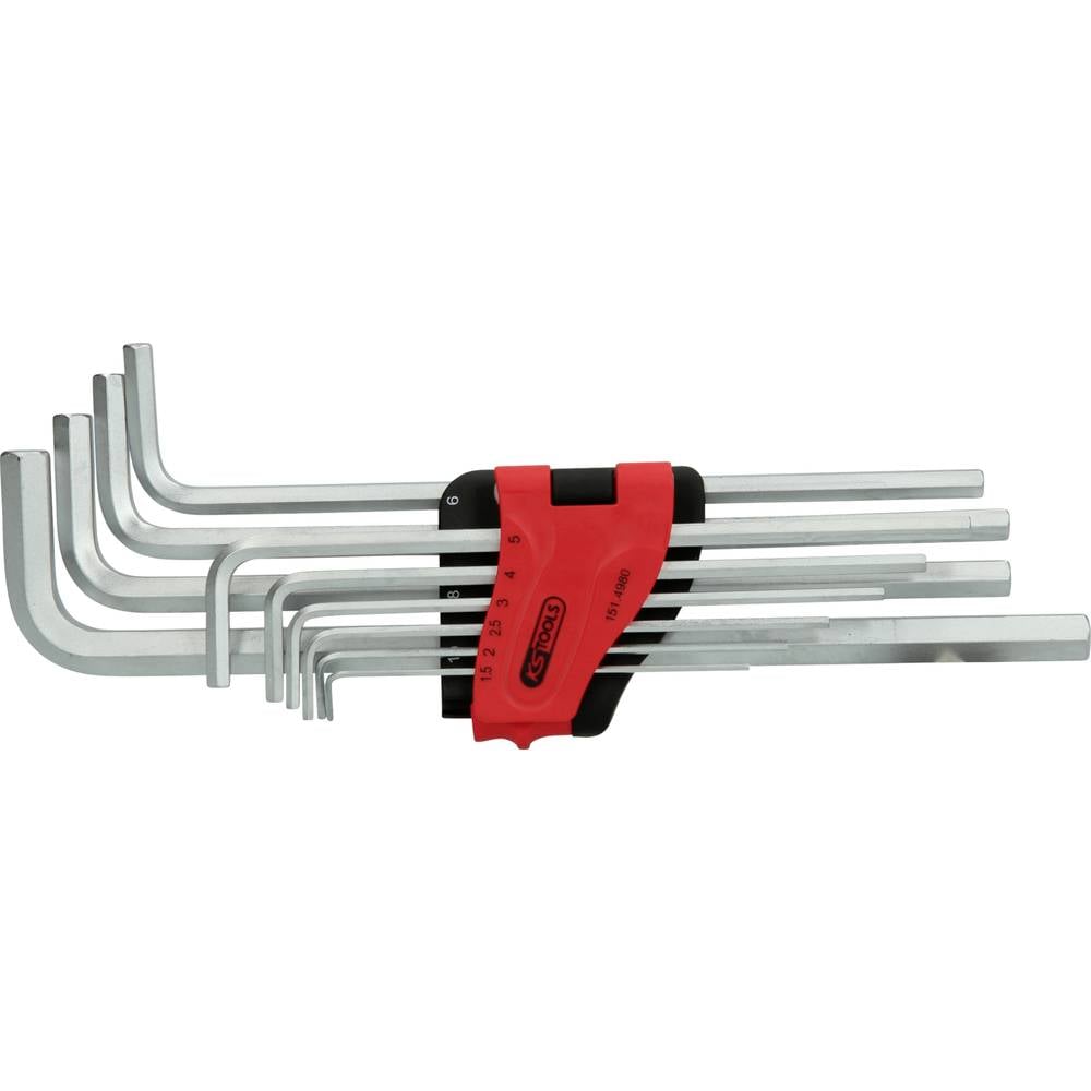 KS Tools 151.4980 Inbus Haakse schroevendraaierset 1.5 mm, 2 mm, 2.5 mm, 3 mm, 4 mm, 5 mm, 6 mm, 7 mm, 8 mm, 10 mm 10-delig