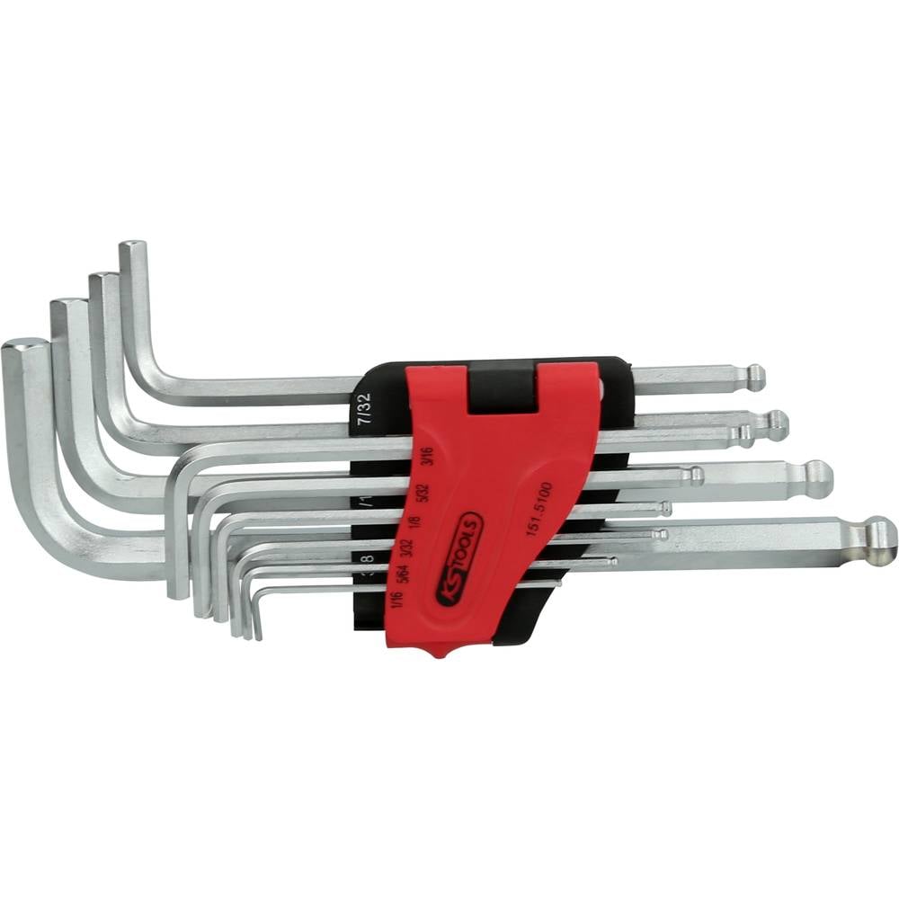 KS Tools 151.5100 Inbus Haakse schroevendraaierset 1/16 inch, 5/64 inch, 3/32 inch, 1/8 inch, 5/32 inch, 3/16 inch, 7/32 inch, 1/4 inch, 5/16 inch, 3/8 inch