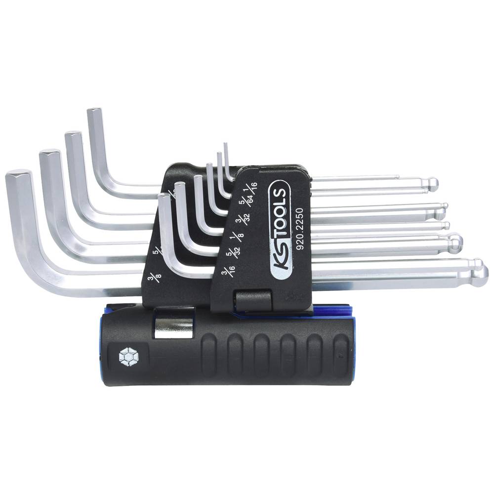 KS Tools 920.2250 Inbus Haakse schroevendraaierset 5/64 inch, 3/32 inch, 1/8 inch, 5/32 inch, 3/16 inch, 1/4 inch, 5/16 inch, 3/8 inch, 1/2 inch, 9/16 inch