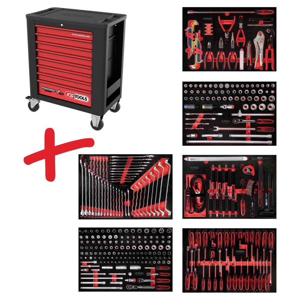 KS Tools NEW-63151 Werkplaatswagen Kleur (specifiek): Zwart, Rood