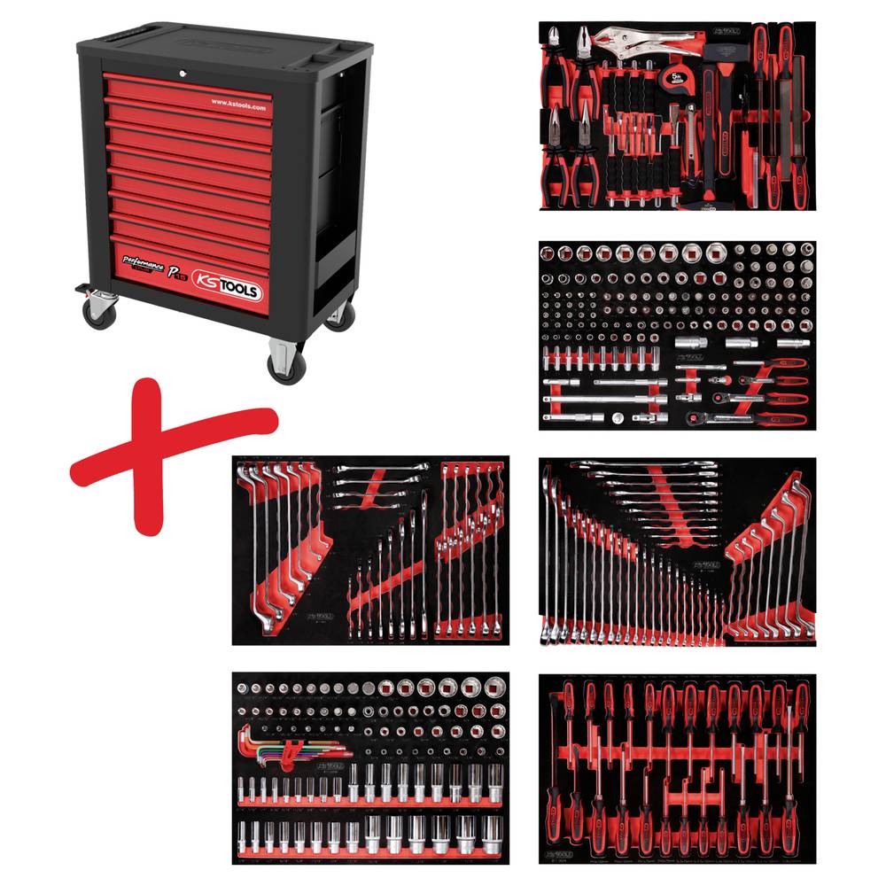 KS Tools 8156366 Werkplaatswagen Kleur (specifiek): Zwart, Rood