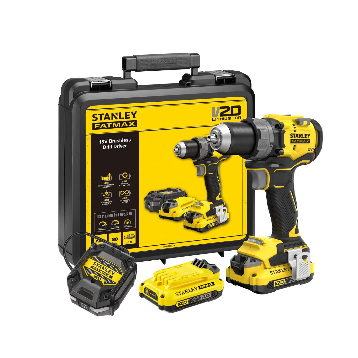 Stanley Fatmax Brushless Boormachine V20 18v 2x2.0ah