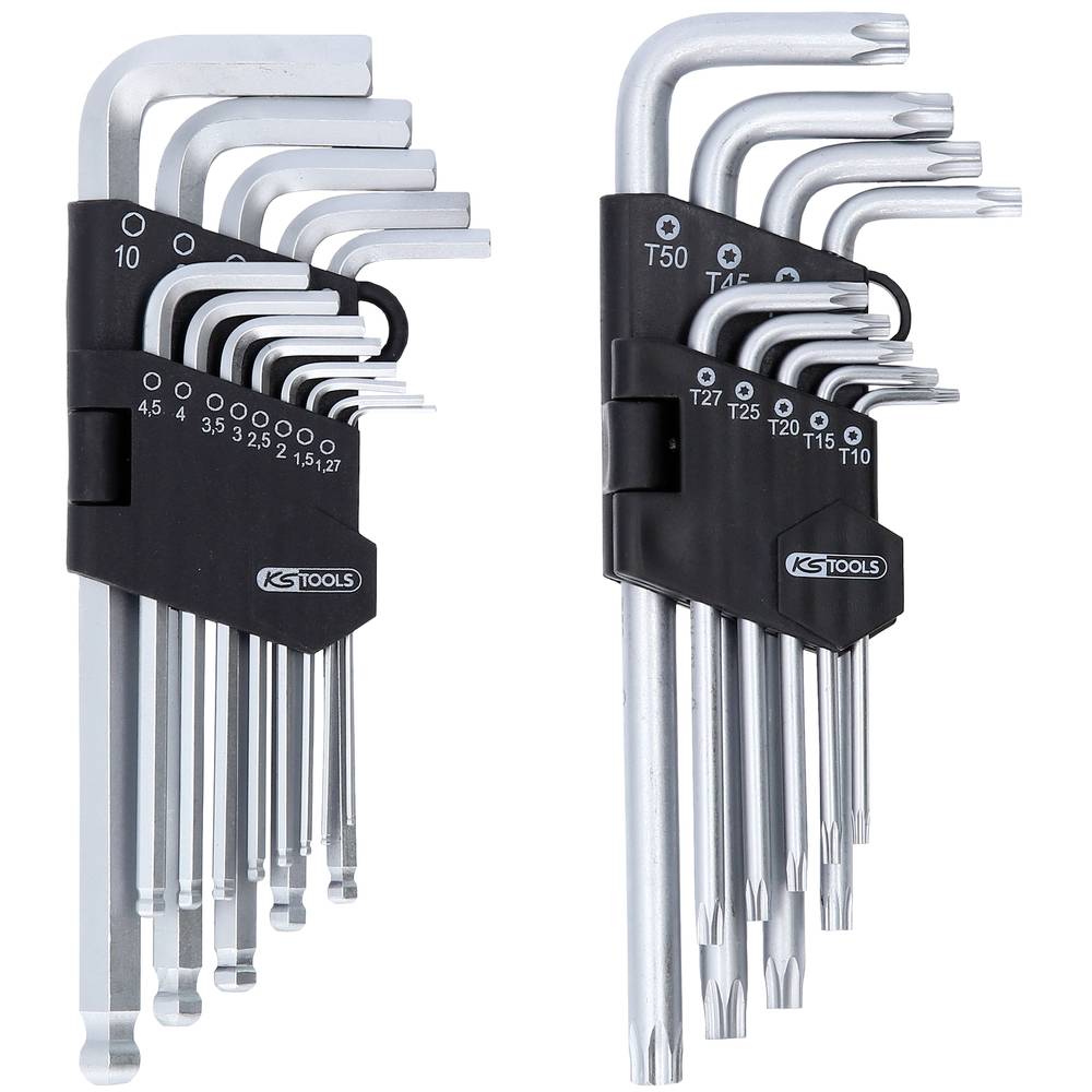 KS Tools 151.4000 TX Haakse schroevendraaierset 1.27 mm, 1.5 mm, 2 mm, 2.5 mm, 3 mm, 3.5 mm, 4 mm, 4.5 mm, 5 mm, 6 mm, 7 mm, 8 mm, 10 mm T 10, T 15, T 20, T