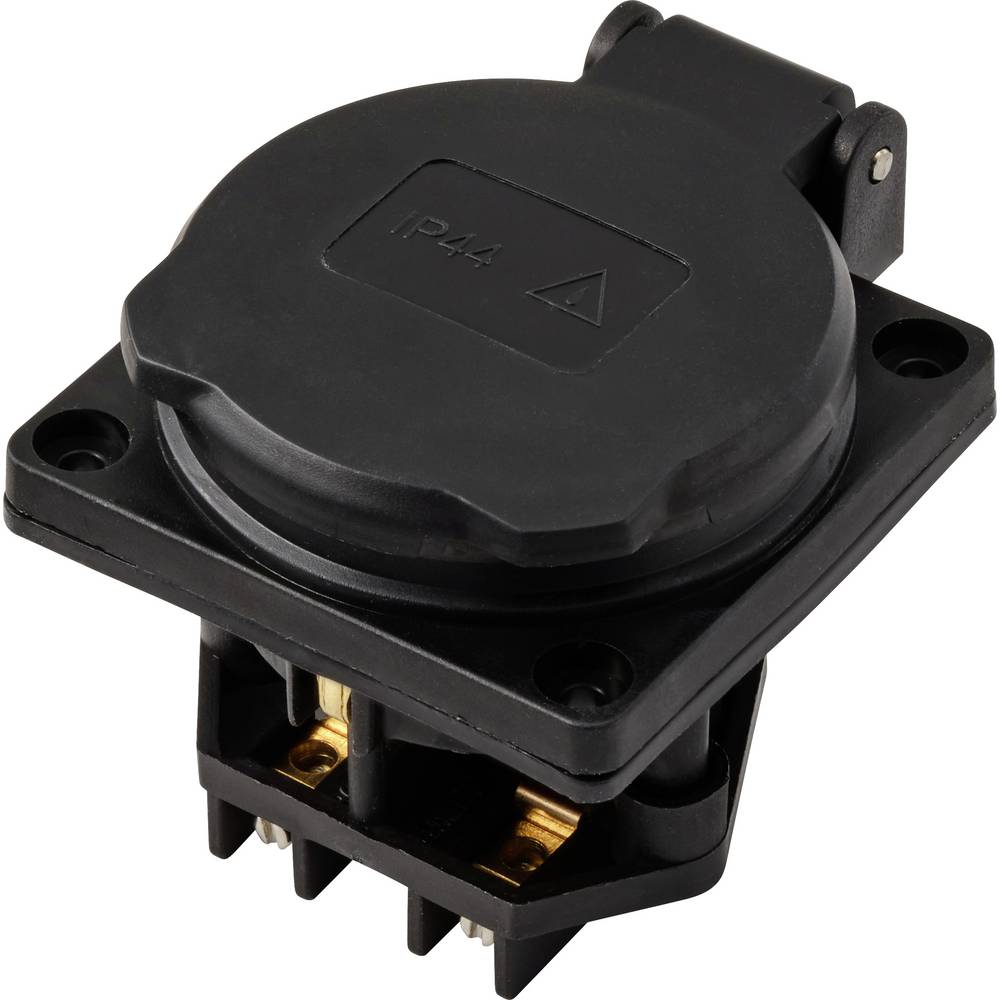 Sygonix SY-6746374 Geaard stopcontact IP44 Zwart