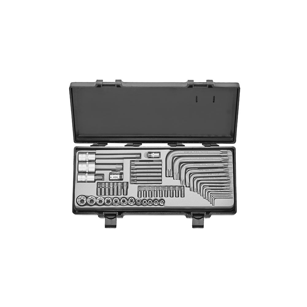 Force 1/4, 5/16 & 3/8 Torx bitset 52 delig