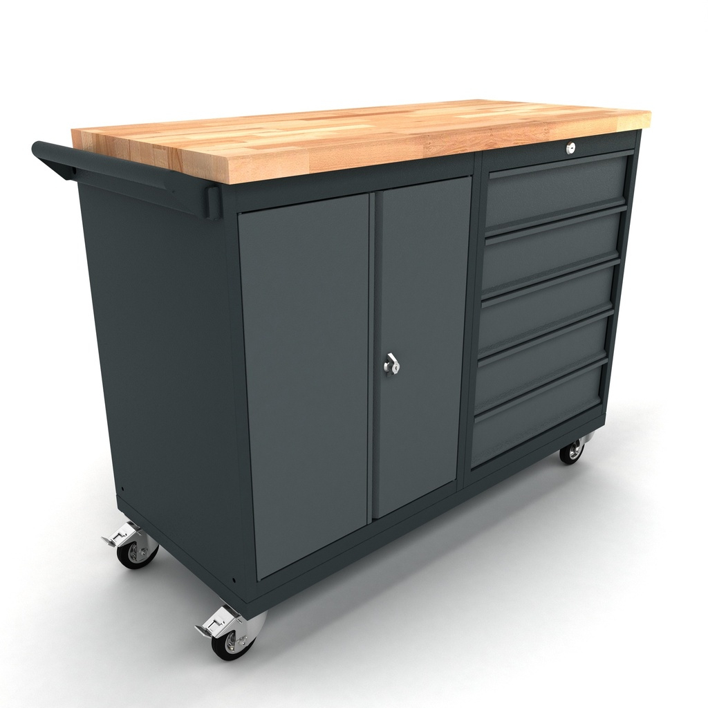 TOOLBOX4YOU Verrijdbare werkbank 2 deuren 5 laden kast