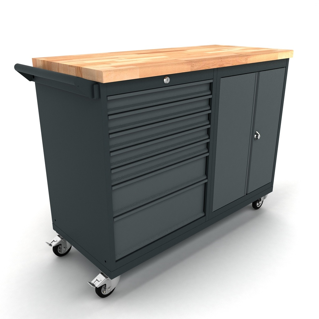 TOOLBOX4YOU Verrijdbare werkbank 2 deuren 7 laden kast