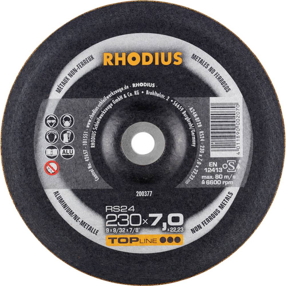Rhodius 200377 Afbraamschijf Diameter 230 mm Boordiameter 22.23 mm Non-ferrometaal 1 stuk(s)