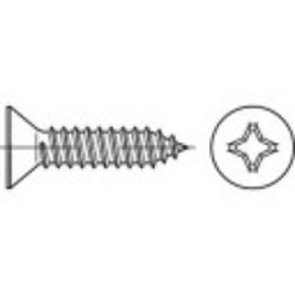 TOOLCRAFT 1068222 Verzonken plaatschroeven 2.2 mm 19 mm Kruiskop Phillips DIN 7982 RVS A2 1000 stuk(s)