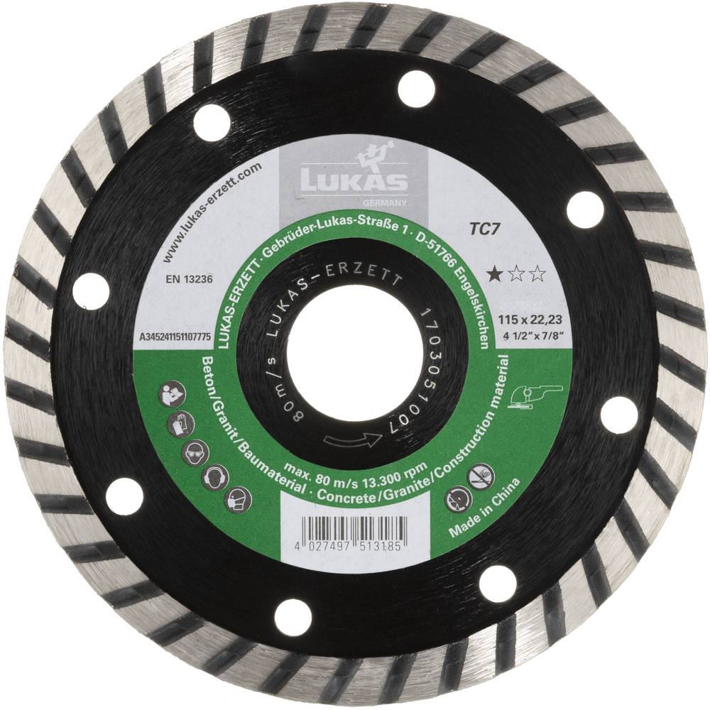 LUKAS-ERZETT A345241151107775 DiamantTC7 115x22,23x7 Diamanten doorslijpschijf 1 stuk(s)