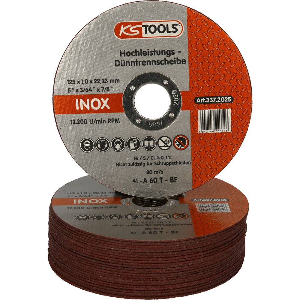 KS Tools 337.2025 Doorslijpschijf recht 125 mm 25 stuk(s)