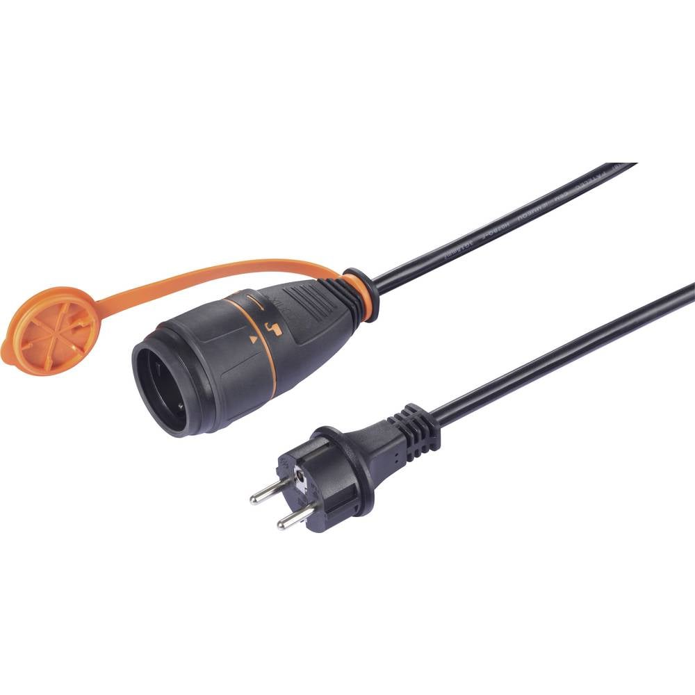 Sygonix SY-6746418 Stroom Verlengkabel Zwart, Oranje 5 m H07BQ-F 3G 1,5 mm² Spiraalkabel, Afsluitbaar, Weerbestendig