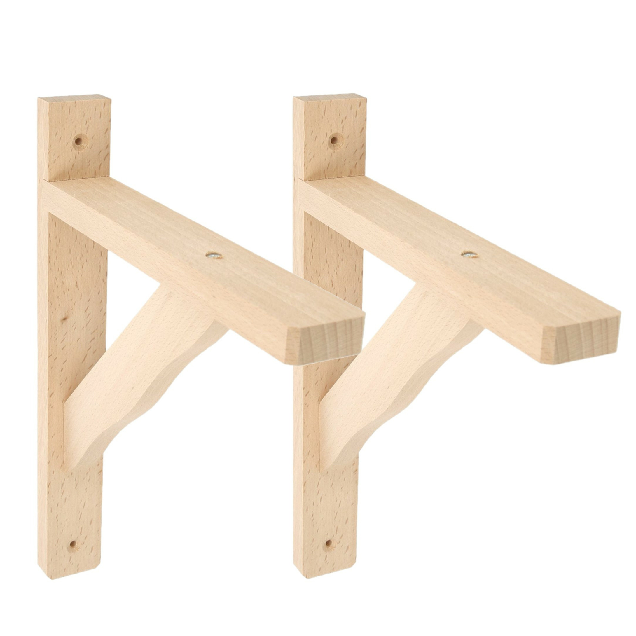 AMIG Plankdrager/planksteun van hout - 2x - lichtbruin - H280 x B230 mm - Tot 95 kg -