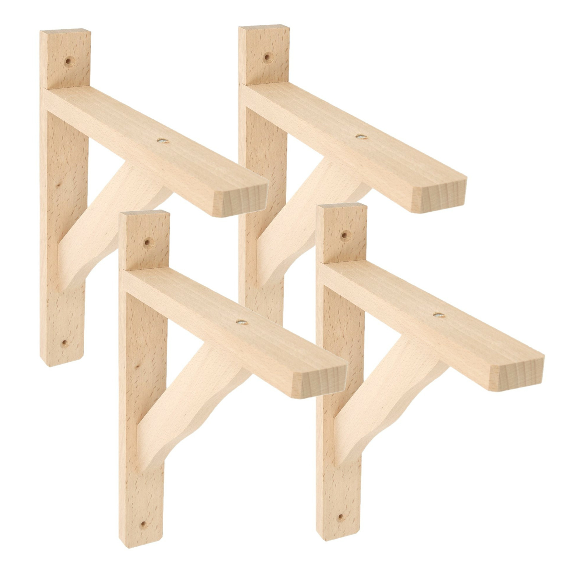 AMIG Plankdrager/planksteun van hout - 4x - lichtbruin - H280 x B230 mm - Tot 95 kg -